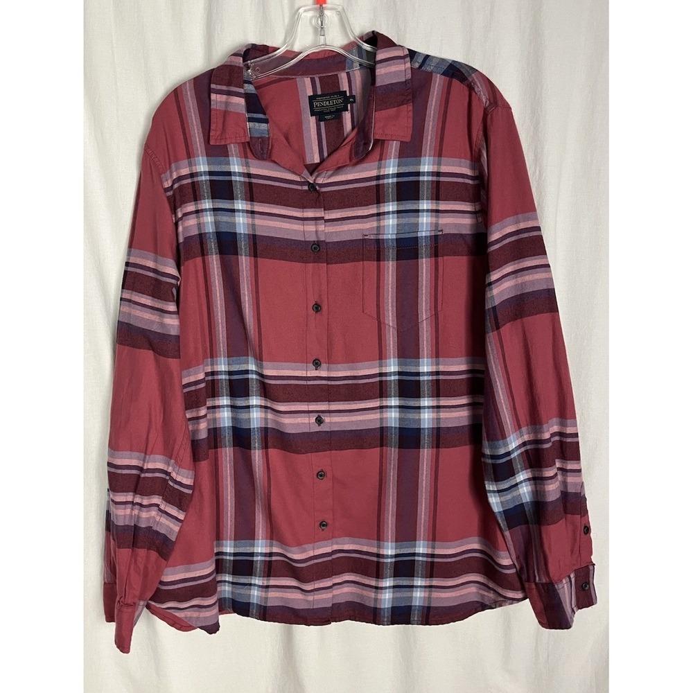 Pendleton Women's XL Pink Plaid Flannel Shirt,‎ 100% Cotton Classic Style - Picture 7 of 8